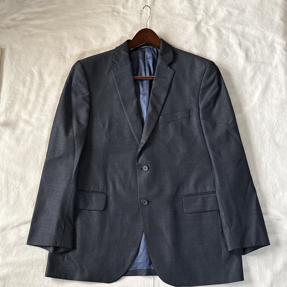 Barneys New York 42R Loro Piana Wool Super 130s Blazer Dark Gray Sharkskin